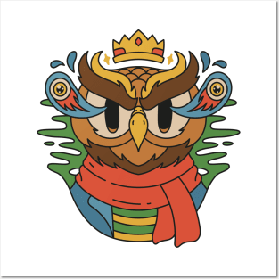 Owl scarf illustration Posters and Art